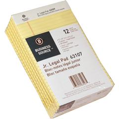 Business Source Note pad , Jr .Legal - 8" x 5" - Canary 12/DZ