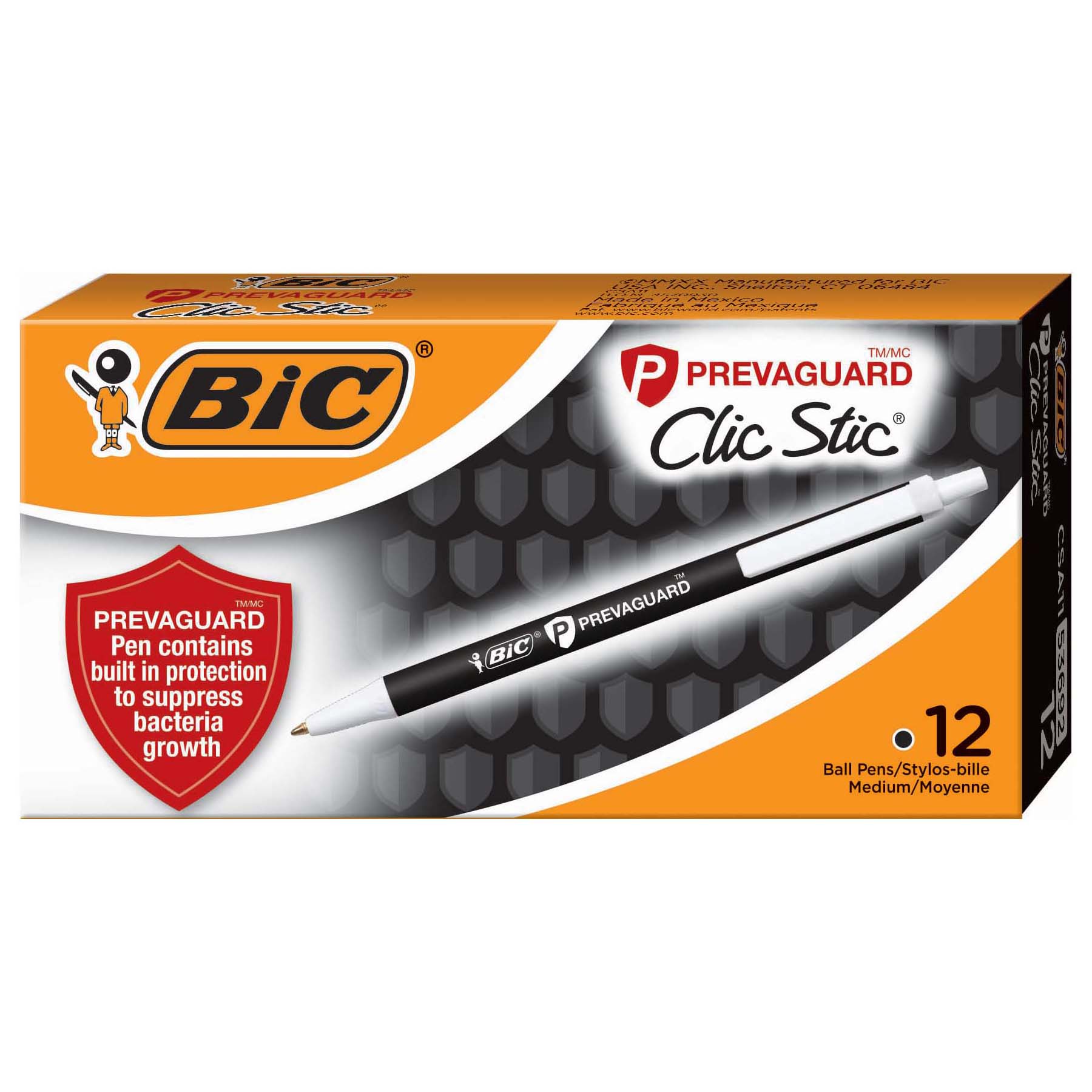 Bic PrevaGuard Clic Stic Black Pen