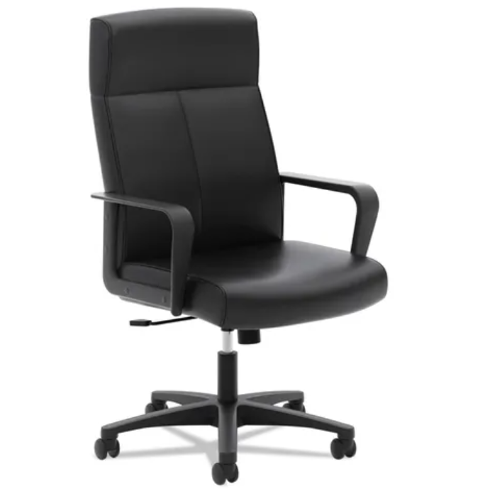 HVL604 High-Back Executive Chair, Supports up to 250 lbs., Black Seat/Black Back, Black Base