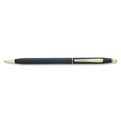 Classic Century Twist-Action Ballpoint Pen, Retractable, Medium 1 mm, Black Ink, Black/Gold Barrel