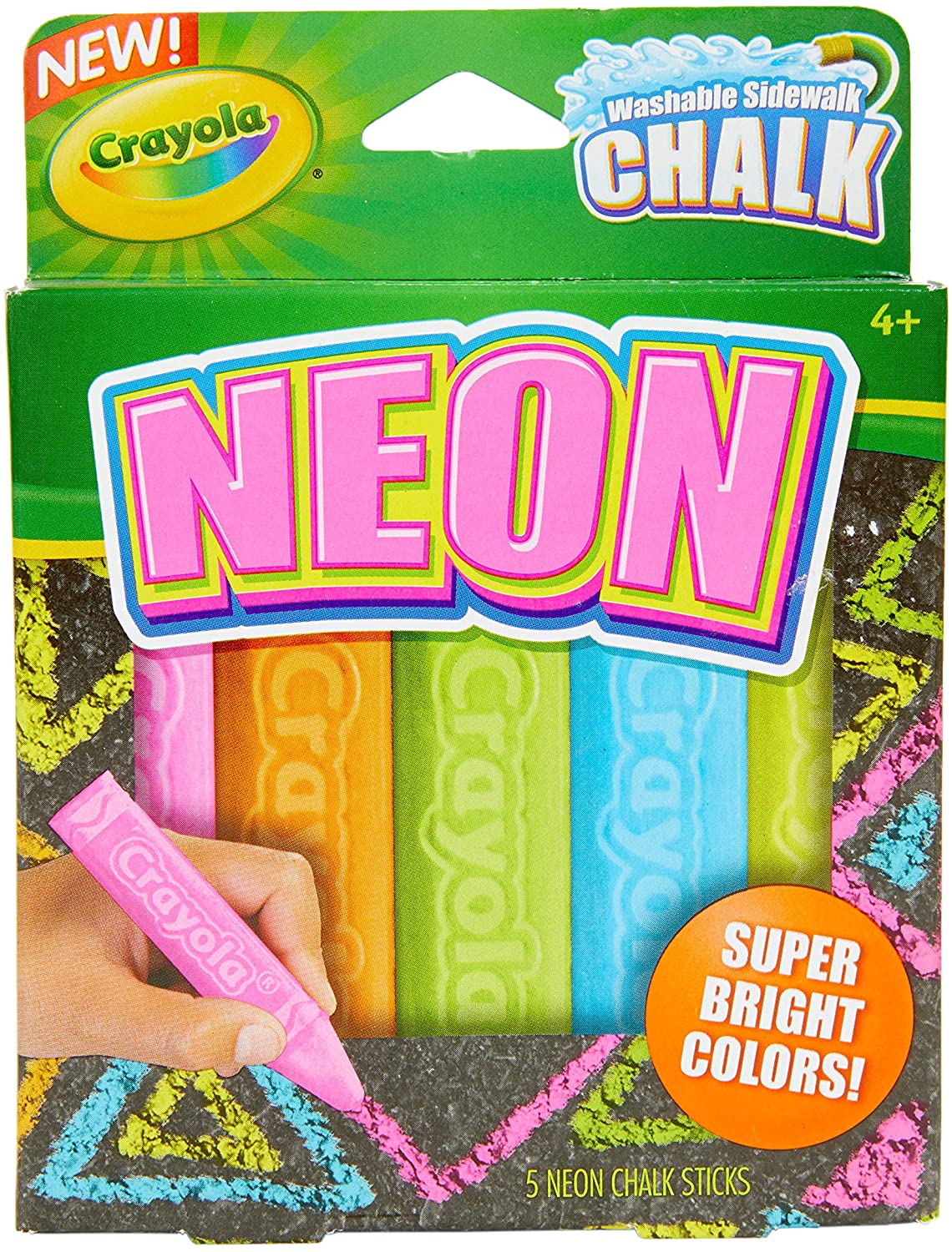 Crayola Washable Sidewalk Chalk, Neon Chalk 5ct
