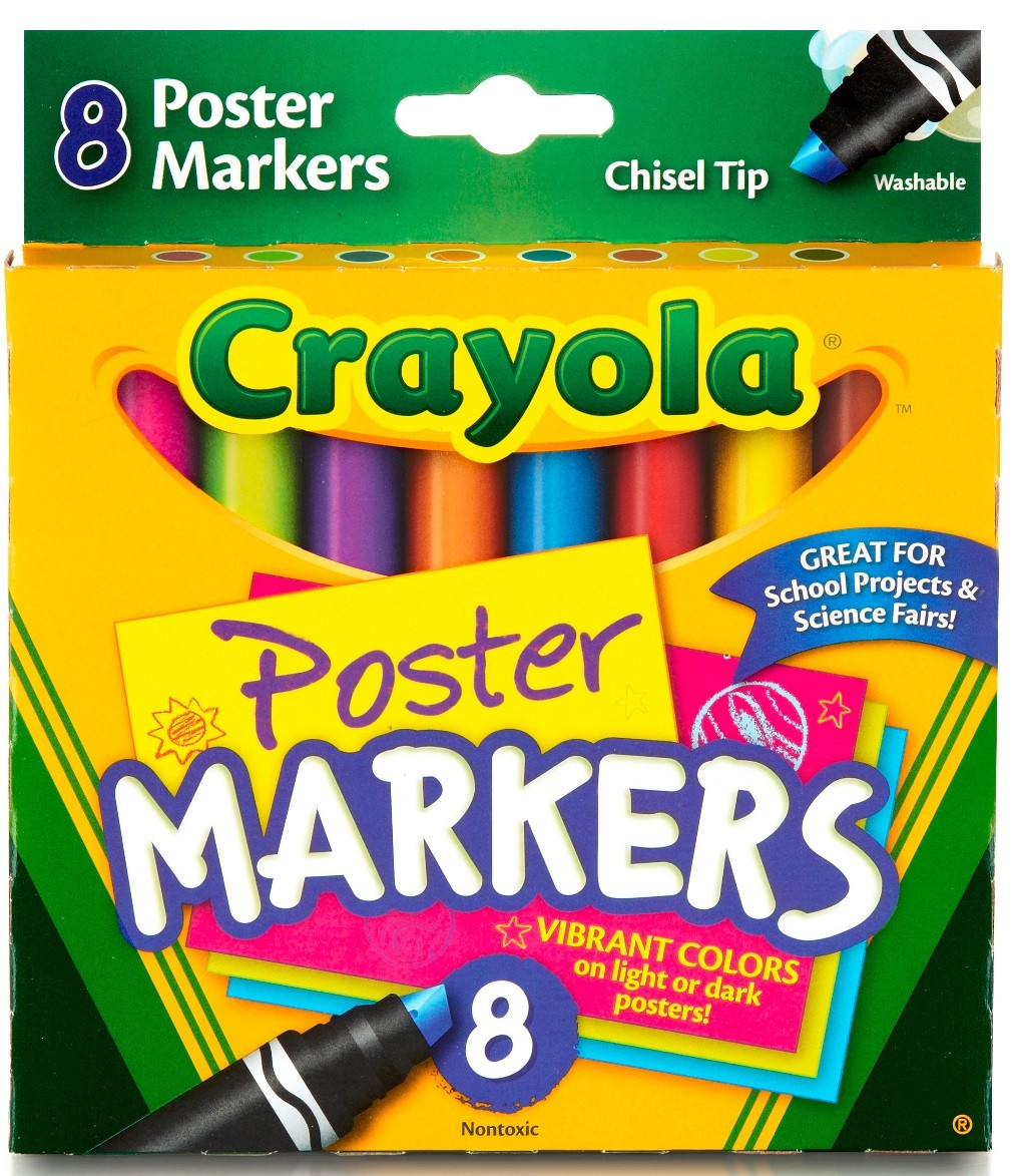 Washable Poster Markers, Broad Chisel Tip, Assorted Colors
