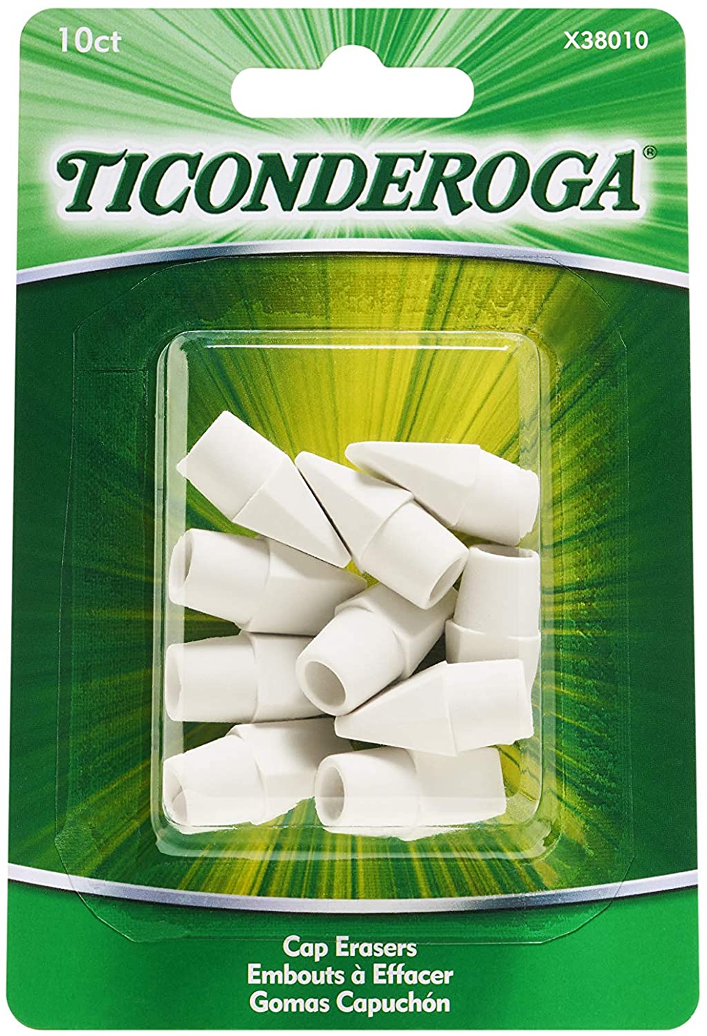 Ticonderoga White Pencil Cap Erasers 10 Count
