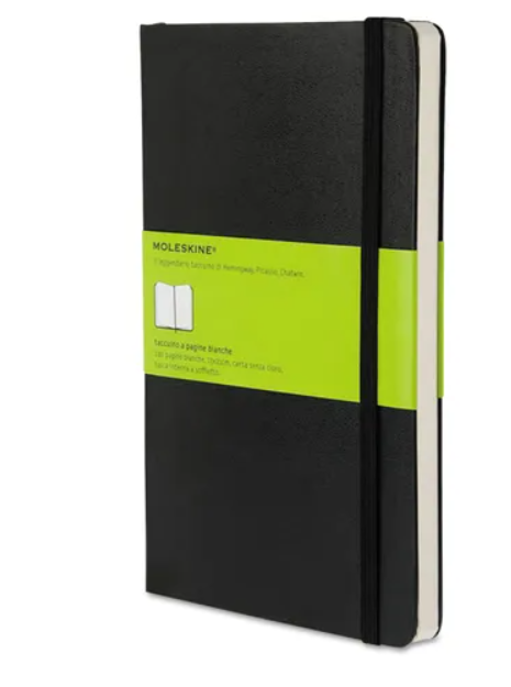 Hard Cover Notebook, Unruled, Black Cover, 8.25 x 5, 192 Sheets