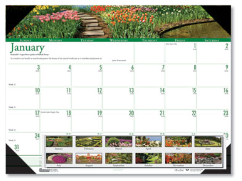 Recycled Gardens of the World Photo Monthly Desk Pad Calendar, 22 x 17, 2023