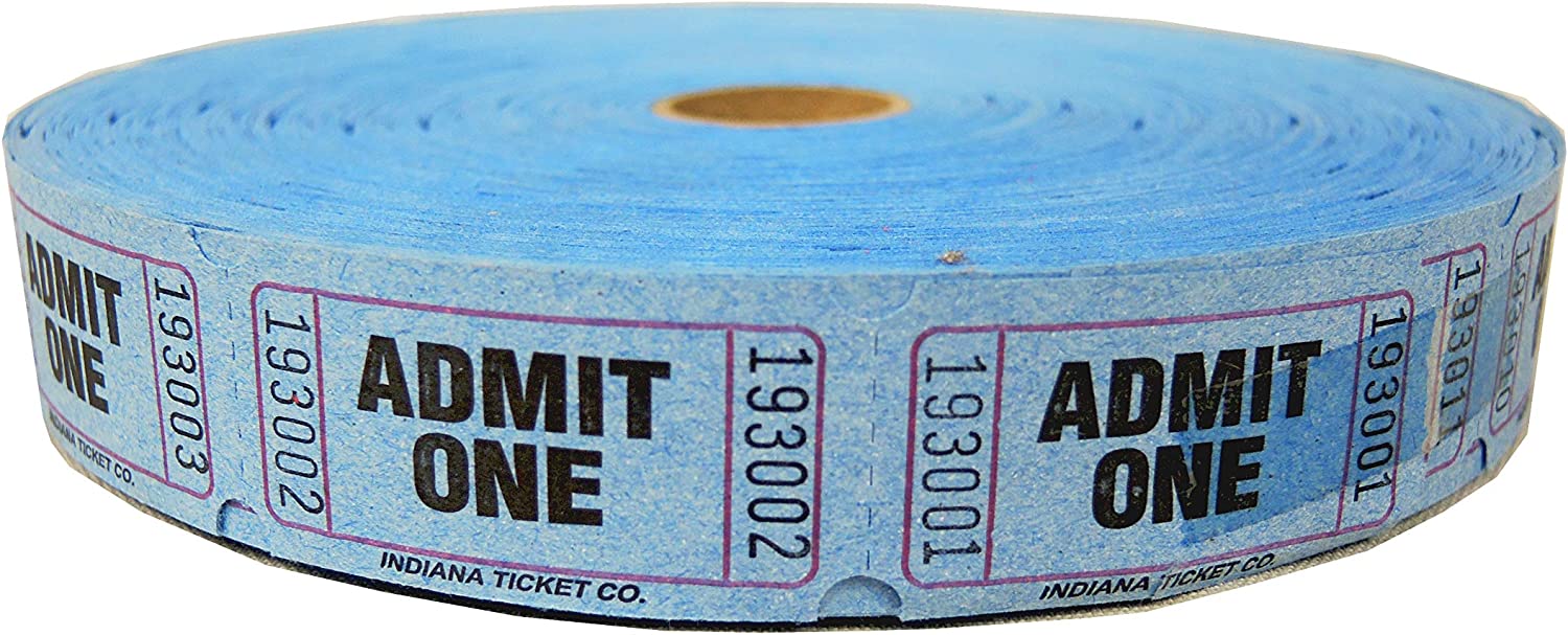 Single Roll Tickets, Admit One, Blue 2000/roll