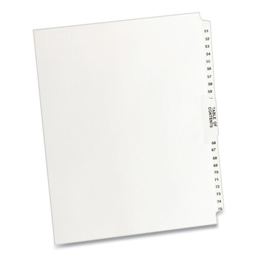 Kleer -Fax Exhibit Index Dividers " 51-75" Tabs - 8.5" x11 Letter - White 25/Pk