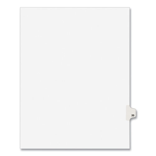Kleer -Fax Exhibit Index Dividers " #20 " Tabs - 8.5" x11 Letter - White 25/Pk