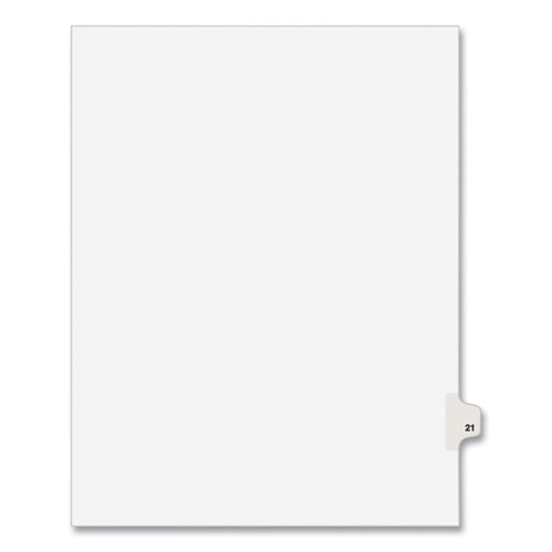 Kleer -Fax Exhibit Index Dividers " #21 " Tabs - 8.5" x11 Letter - White 25/Pk