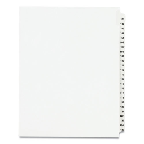 Kleer -Fax Exhibit Index Dividers " 101-125" Tabs - 8.5" x11 Letter - White 25/Pk