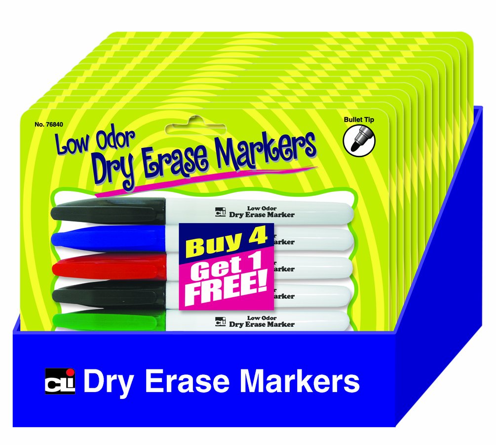 Dry Erase Markers Set Bullet Point Style, Green,Red,Blue,Black 4PK