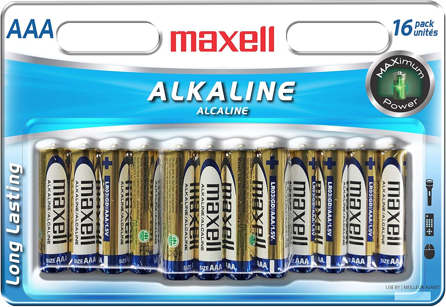 Maxell  Ready-to-go Long Lasting and Reliable Alkaline Battery AAA Cell 16-Pack with High Compatibility