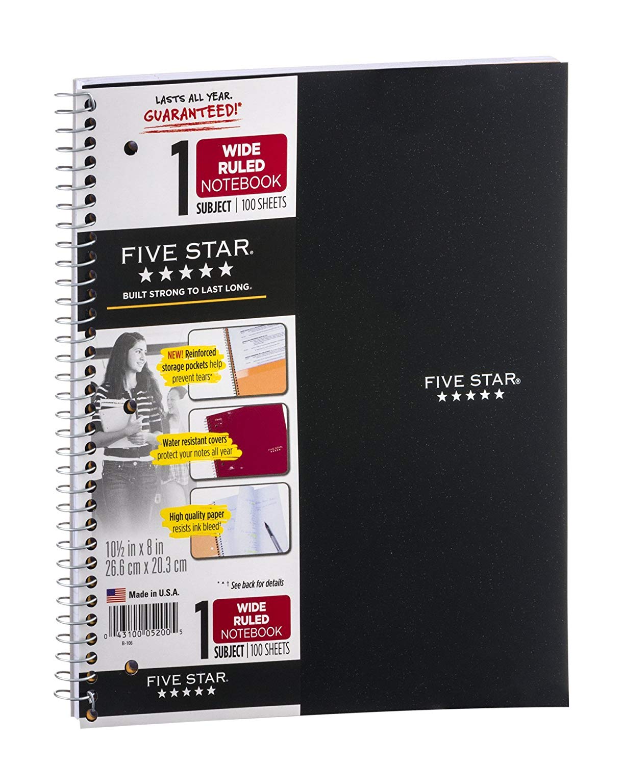 Wirebound Notebook, 1 Subject, 100 Sheets  Wide Rule
