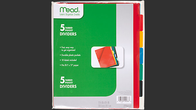 5 Tab Divider With Pockets
