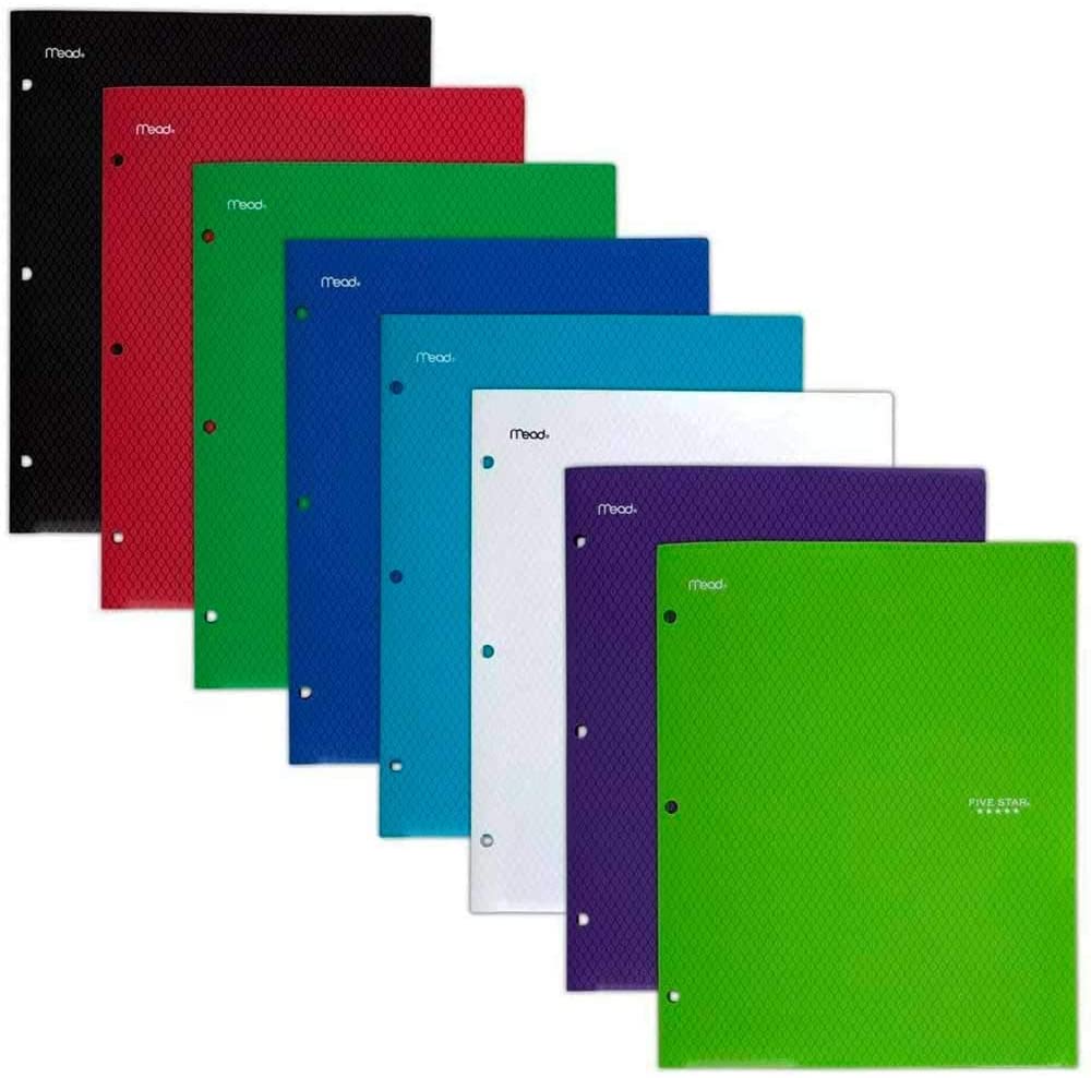 Five Star 2 Pocket Folders, Stay-Put Folders, Plastic Colored Folders with Pockets & Prong Fasteners for 3-Ring Binders