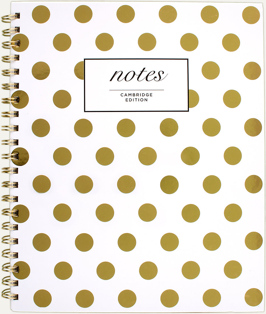 Gold Dots Hardcover Notebook, 1 Subject, Wide/Legal Rule, White/Gold Dots Cover, 11 x 8.88, 80 Sheet