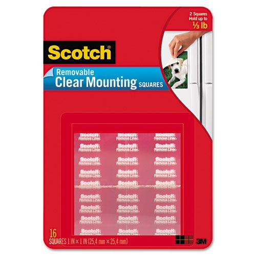 Mounting Squares, Precut, Removable, 11/16" x 11/16", Clear, 35/Pack