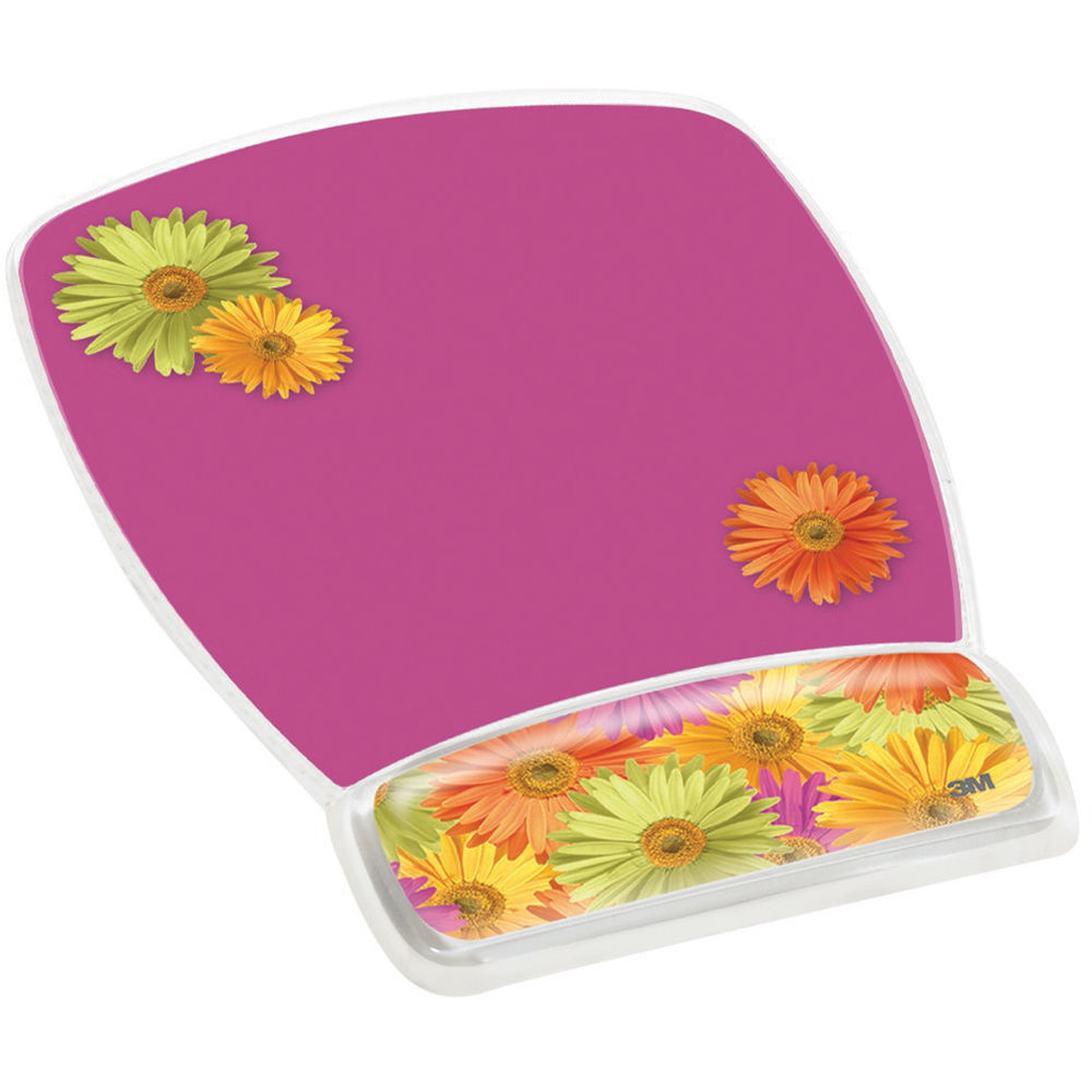Fun Design Clear Gel Mouse Pad Wrist Rest, 6 4/5 x 8 3/5 x 3/4, Daisy Design Ergonomic