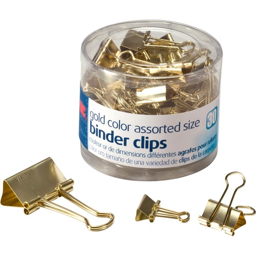 Officemate Assorted Size Binder Clips 30 / Pack - Gold - Metal