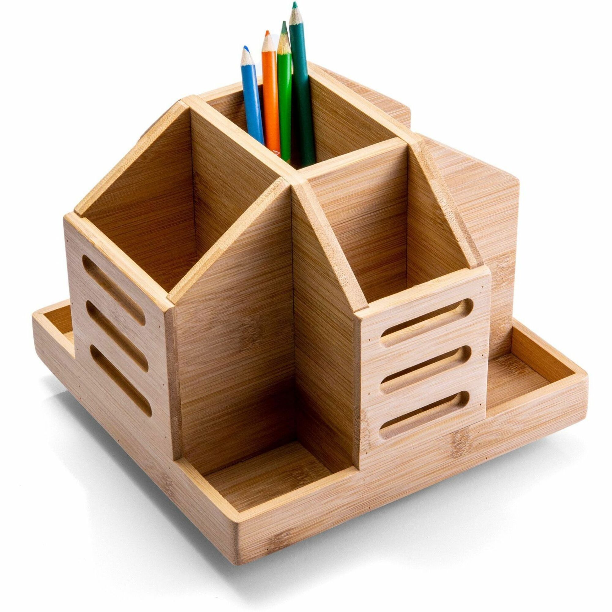 Bamboo Rotary Organizer 9 Compartment(s) 7.4" Height x8.8" Width x8.8" Depth