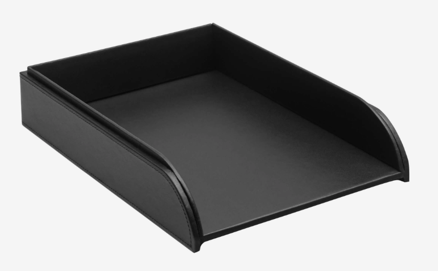 Black Faux Leather Portrait Letter Tray