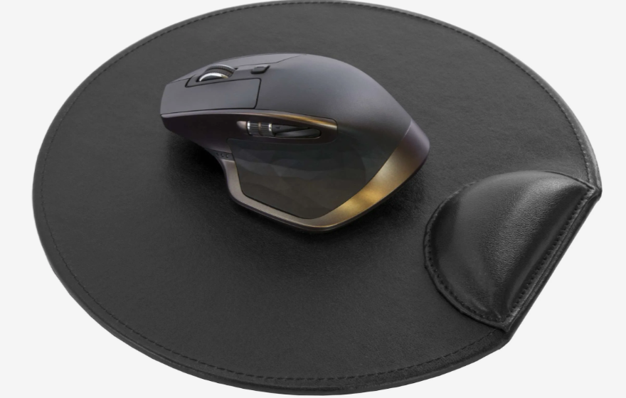 Black Faux Leather Mouse Pad