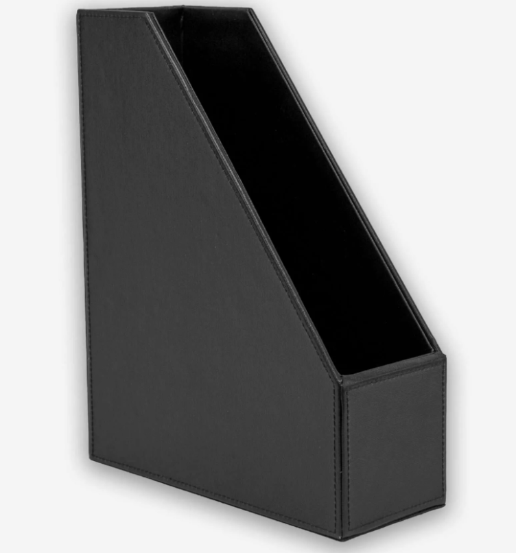 Black Faux Leather Magazine File Holder