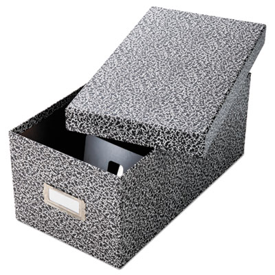 Reinforced Board Card File, Lift-Off Cover, Holds 1,200 4 x 6 Cards, 6 x 11 x 4.75, Black/White