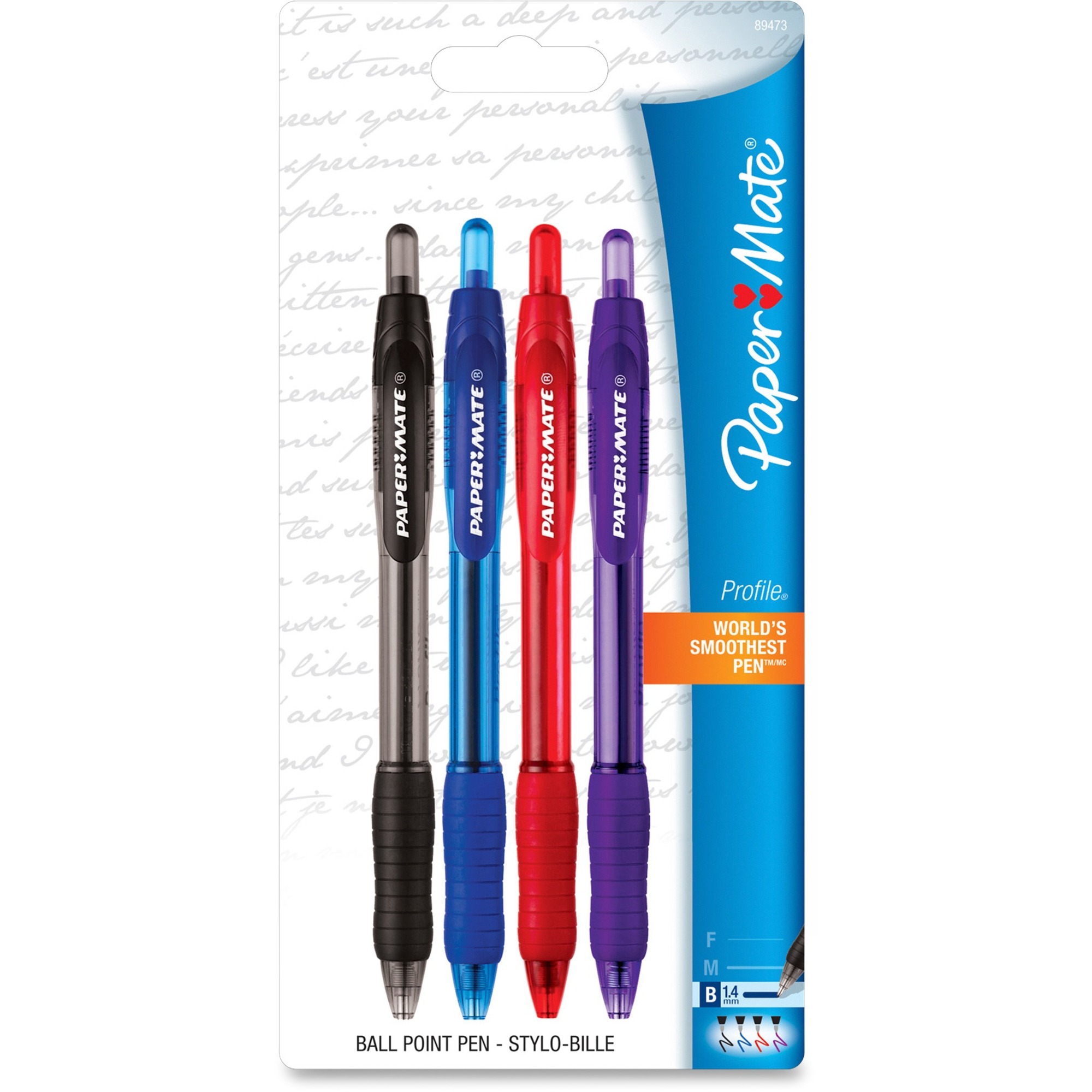 Bold Pen Point -Retractable - 4 / Pack Assorted