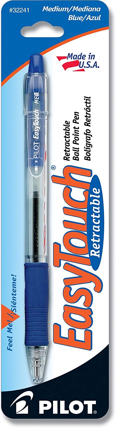 EasyTouch Retractable Ballpoint Pens, Medium Point, Blue Ink