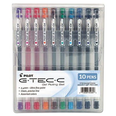 G-Tec-C Ultra Gel Pen With Convenience Pouch, Stick, Extra-Fine 0.4 Mm, Assorted Ink Colors, Clear Barrel, 10/pack
