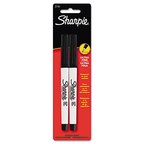 Ultra Fine Tip Permanent Marker, Extra-Fine Needle Tip, Black, 2/Pack