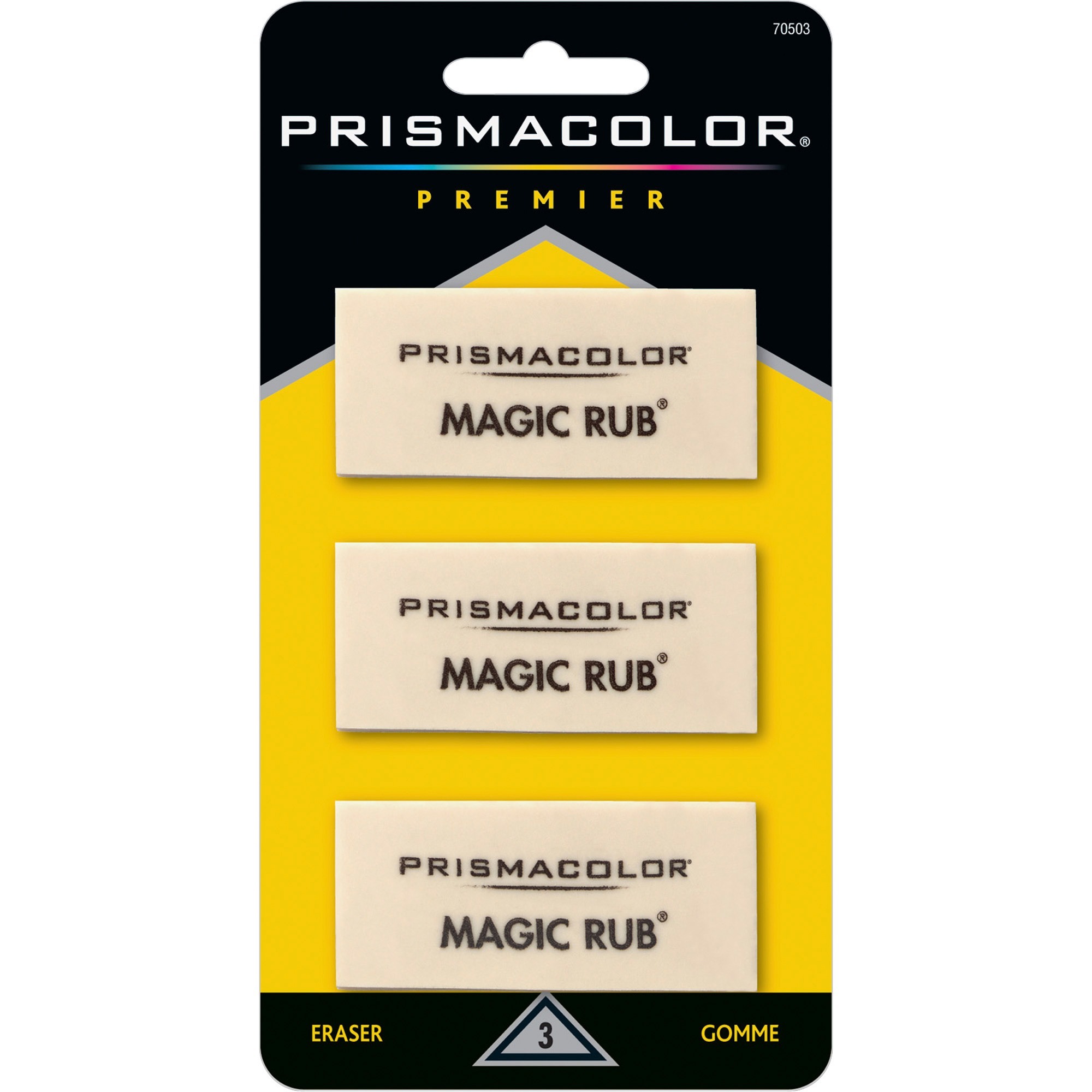 MAGIC RUB Eraser, Rectangular, Medium, Off White, Vinyl, 3/Pack