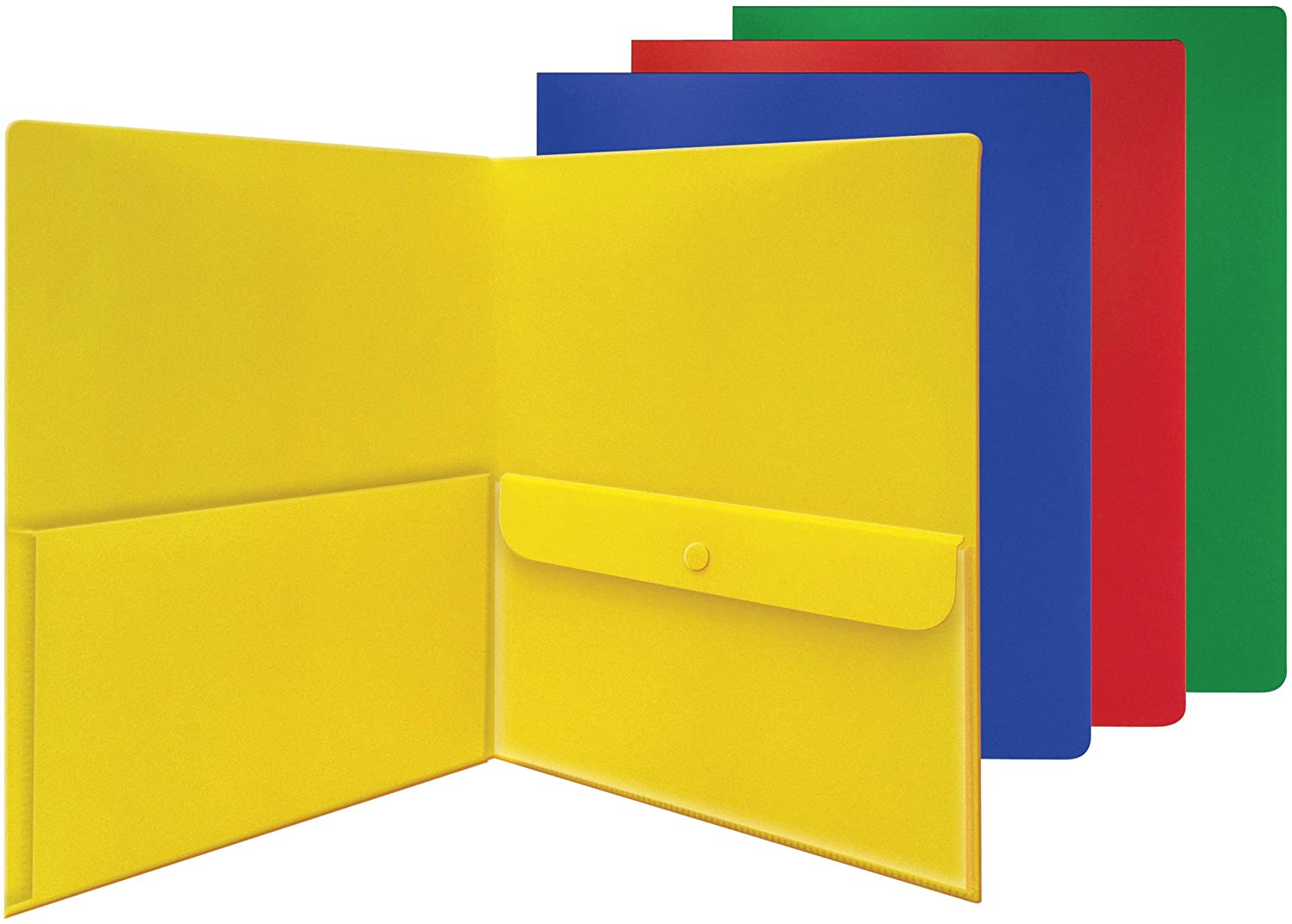 Smead Two Pocket File Folders, Security Envelope, Poly, Letter Size, Assorted Colors 48/CT (Discontinued)