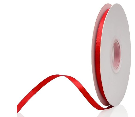 Red 1/4” 2 sided satin ribbon