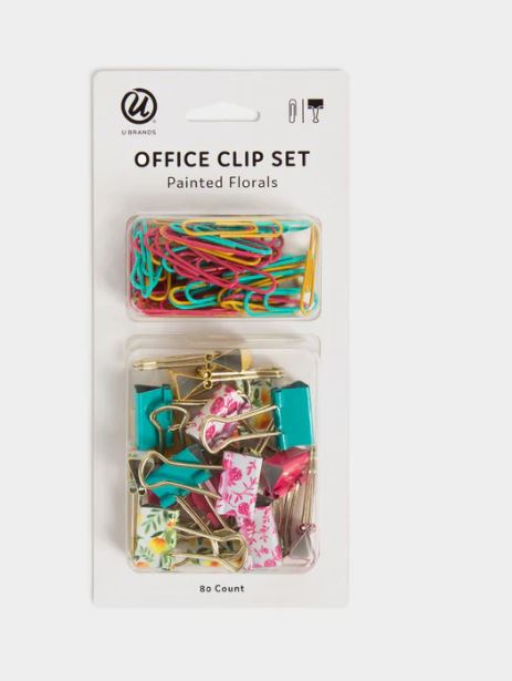 Painted Florals Mini Office Clip Kit, 80 CT