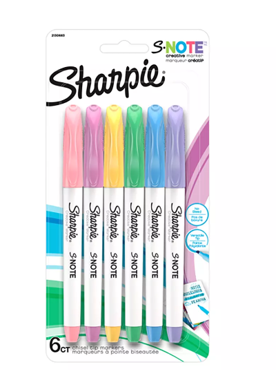 Sharpie S-Note Creative Markers, Chisel Tip 6/ct